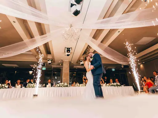 A first dance between sparkler fountains